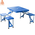 NPOT Portable Picnic foldable table with chairs and Umbrella Hole 4-Person Fold Up Travel Table